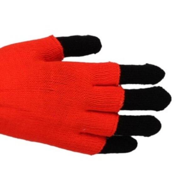 Stasia Neon: Bright Turquoise Double Layered Knit Fingerless +Finger Gloves OSFM - Picture 6 of 8